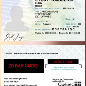 Canada Quebec driving-license fully editable file
