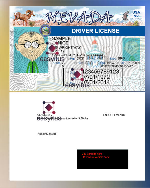 Nevada driving license PSD fully editable