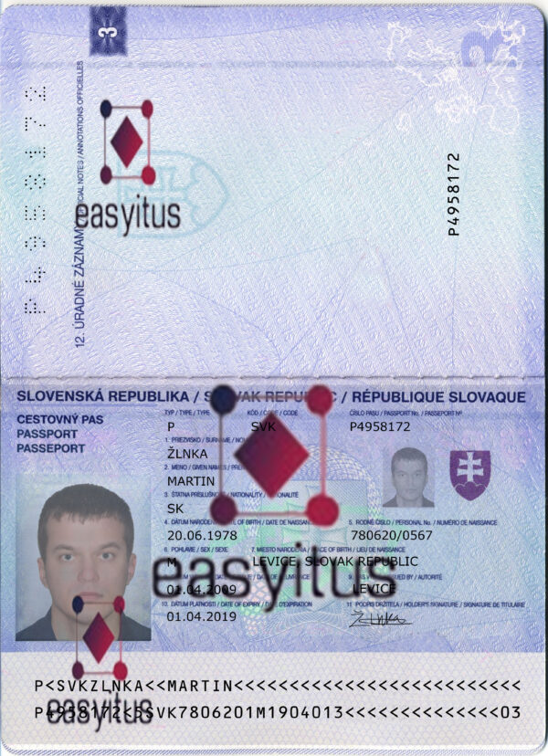 Slovakia Passport fully editable PSD file