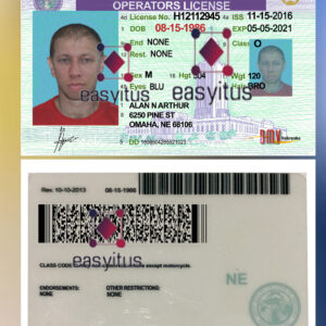 Nebraska driving license fully editable PSD file