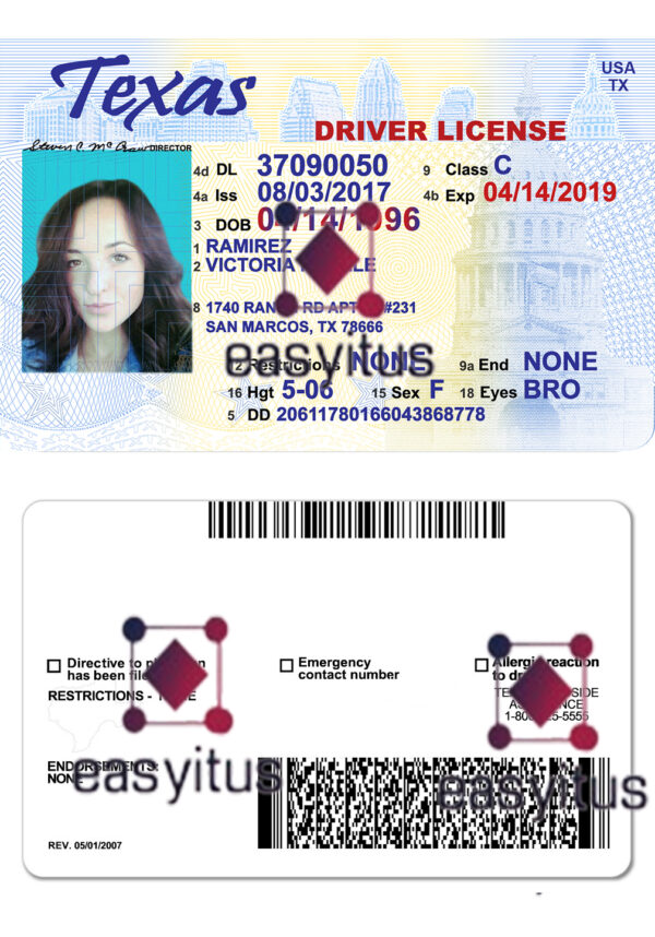 Texas driving license fully editable PSD file 1
